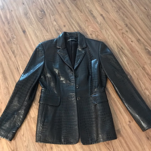 Tahari leather blazer jacket - Picture 1 of 9